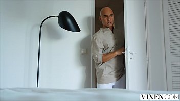 Stunning brunette threesome porn has fantasy